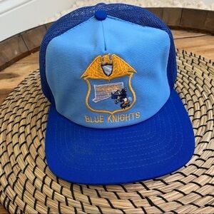 Vintage Snapback Embroidered Trucker Hat Blue Knights CT